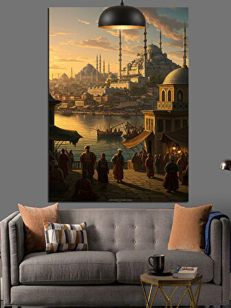 İstanbul Cami Manzarası Dekoratif Kanvas - Mdf Ahşap Tablo