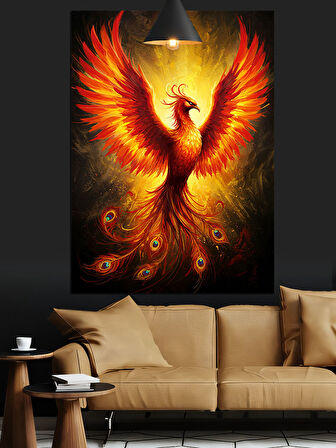 Alevli Anka Kuşu Dekoratif Kanvas - Mdf Ahşap Tablo