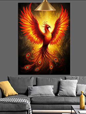 Alevli Anka Kuşu Dekoratif Kanvas - Mdf Ahşap Tablo