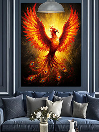 Alevli Anka Kuşu Dekoratif Kanvas - Mdf Ahşap Tablo