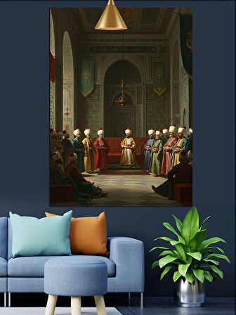Sarayda Divan Toplantısı Dekoratif Kanvas - Mdf Ahşap Tablo
