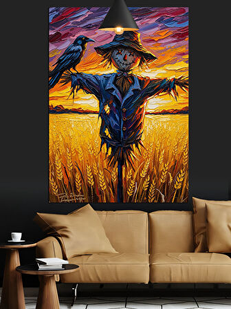 Buğday Tarlasında Korkuluk Dekoratif Kanvas - Mdf Ahşap Tablo