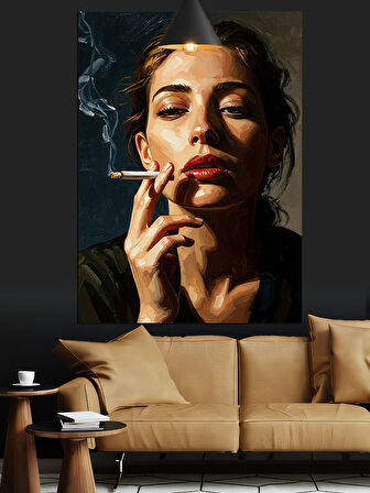 Sigara İçen Kadın Dekoratif Kanvas - Mdf Ahşap Tablo