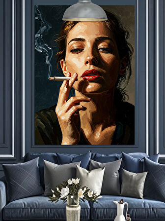 Sigara İçen Kadın Dekoratif Kanvas - Mdf Ahşap Tablo