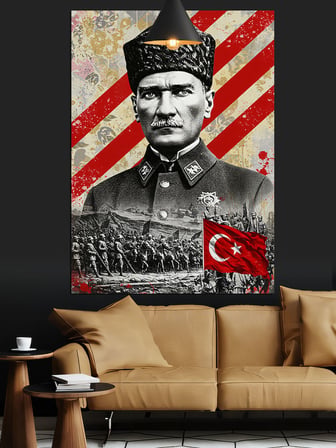 Mustafa Kemal Atatürk Ve Askerler Dekoratif Kanvas - Mdf Ahşap Tablo