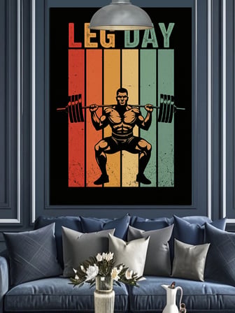 Leg Day Temalı Gym Fitness Motivasyonu Dekoratif Kanvas - Mdf Ahşap Tablo