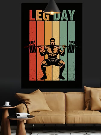 Leg Day Temalı Gym Fitness Motivasyonu Dekoratif Kanvas - Mdf Ahşap Tablo