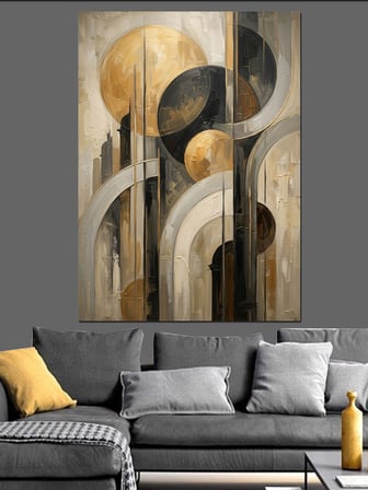 Modern Geometrik Şehir Ve Mimari Dekoratif Kanvas - Mdf Ahşap Tablo