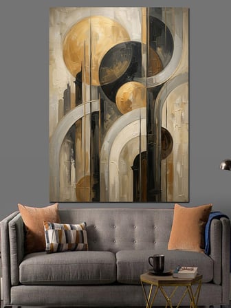 Modern Geometrik Şehir Ve Mimari Dekoratif Kanvas - Mdf Ahşap Tablo