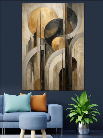 Modern Geometrik Şehir Ve Mimari Dekoratif Kanvas - Mdf Ahşap Tablo