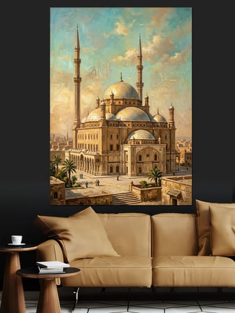 Çöl Ortasında Görkemli Cami Dekoratif Kanvas - Mdf Ahşap Tablo