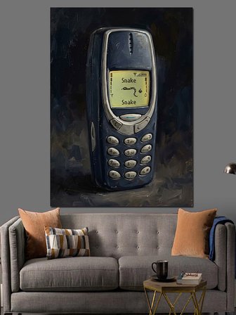 Klasik Tuşlu Antika Cep Telefonu Dekoratif Kanvas - Mdf Ahşap Tablo