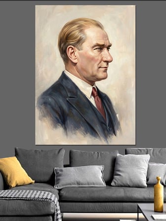 Karizmatik Atatürk Profil Portre Sanatı Dekoratif Kanvas - Mdf Ahşap Tablo
