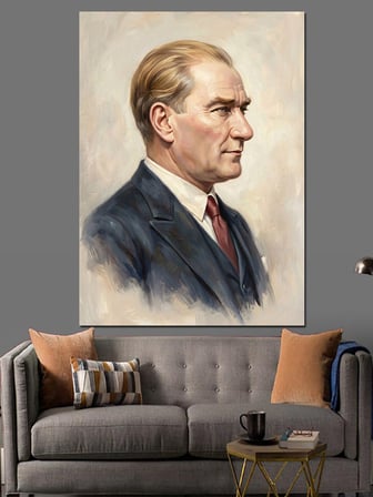 Karizmatik Atatürk Profil Portre Sanatı Dekoratif Kanvas - Mdf Ahşap Tablo