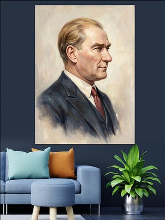 Karizmatik Atatürk Profil Portre Sanatı Dekoratif Kanvas - Mdf Ahşap Tablo