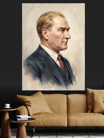 Karizmatik Atatürk Profil Portre Sanatı Dekoratif Kanvas - Mdf Ahşap Tablo