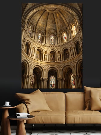 Görkemli Antik Katedral Kubbe İçi Dekoratif Kanvas - Mdf Ahşap Tablo