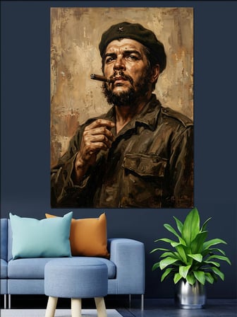 Che Guevara Karizmatik Portre Çalışması Dekoratif Kanvas - Mdf Ahşap Tablo