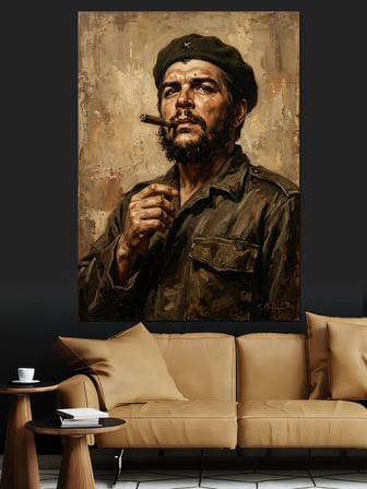 Che Guevara Karizmatik Portre Çalışması Dekoratif Kanvas - Mdf Ahşap Tablo