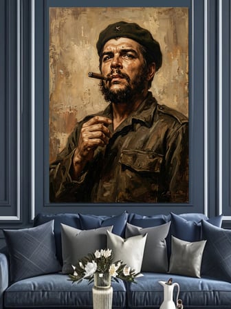 Che Guevara Karizmatik Portre Çalışması Dekoratif Kanvas - Mdf Ahşap Tablo