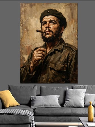 Che Guevara Karizmatik Portre Çalışması Dekoratif Kanvas - Mdf Ahşap Tablo
