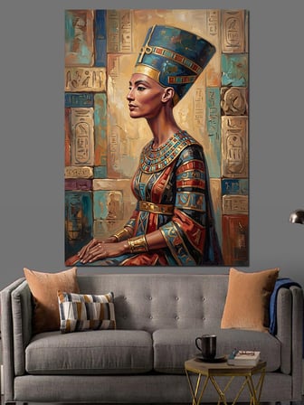 Antik Mısır Kraliçesi Nefertiti Figürü Dekoratif Kanvas - Mdf Ahşap Tablo