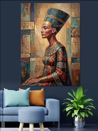 Antik Mısır Kraliçesi Nefertiti Figürü Dekoratif Kanvas - Mdf Ahşap Tablo