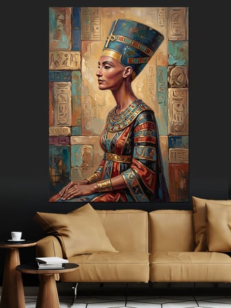 Antik Mısır Kraliçesi Nefertiti Figürü Dekoratif Kanvas - Mdf Ahşap Tablo
