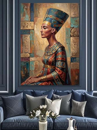 Antik Mısır Kraliçesi Nefertiti Figürü Dekoratif Kanvas - Mdf Ahşap Tablo