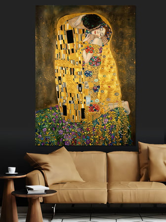 Sarılan Aşıklar Gustav Klimt Tarzı Dekoratif Kanvas - Mdf Ahşap Tablo