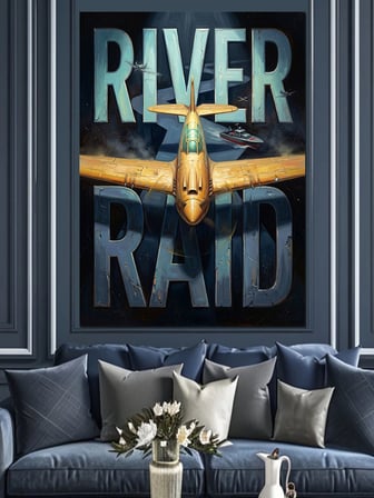 River Raid Temalı Klasik Uçak Dekoratif Kanvas - Mdf Ahşap Tablo
