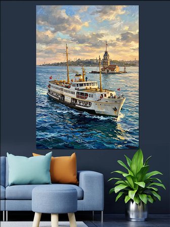 İstanbul Boğazı Ve Şehir Hatları Dekoratif Kanvas - Mdf Ahşap Tablo