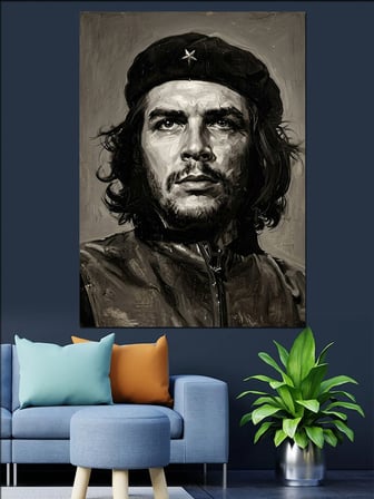 Che Guevara Klasik Siyah Beyaz Dekoratif Kanvas - Mdf Ahşap Tablo