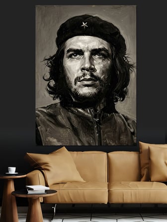 Che Guevara Klasik Siyah Beyaz Dekoratif Kanvas - Mdf Ahşap Tablo