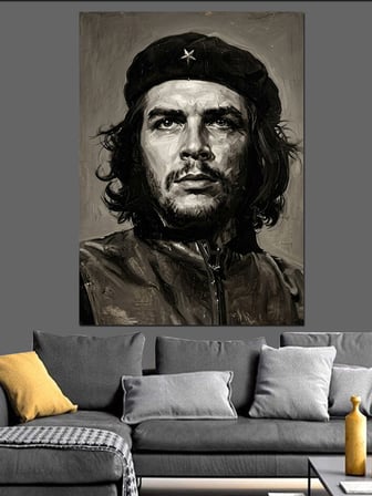 Che Guevara Klasik Siyah Beyaz Dekoratif Kanvas - Mdf Ahşap Tablo