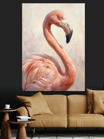 Pembe Flamingo Ve Pastel Tonlar Dekoratif Kanvas - Mdf Ahşap Tablo