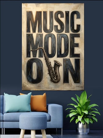 Müzik Modu Açık Yazılı Poster Dekoratif Kanvas - Mdf Ahşap Tablo