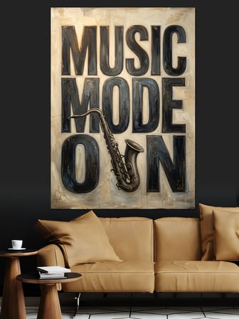 Müzik Modu Açık Yazılı Poster Dekoratif Kanvas - Mdf Ahşap Tablo