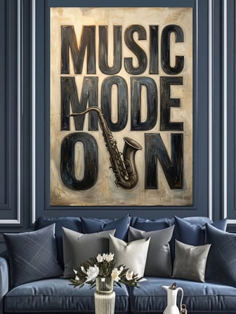 Müzik Modu Açık Yazılı Poster Dekoratif Kanvas - Mdf Ahşap Tablo