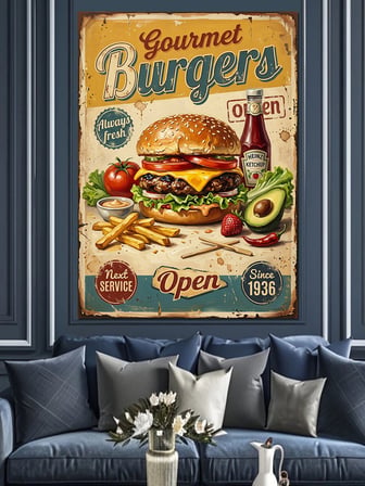 Gurme Burger Ve Patates Kızartması Dekoratif Kanvas - Mdf Ahşap Tablo