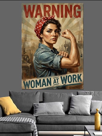Warning Woman At Work Dekoratif Kanvas - Mdf Ahşap Tablo