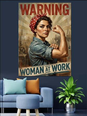 Warning Woman At Work Dekoratif Kanvas - Mdf Ahşap Tablo