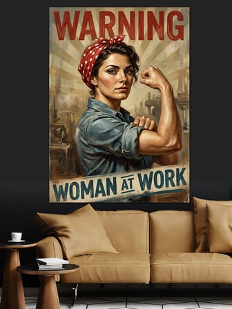 Warning Woman At Work Dekoratif Kanvas - Mdf Ahşap Tablo