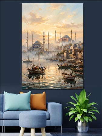 Sisli İstanbul Boğazı Manzarası Dekoratif Kanvas - Mdf Ahşap Tablo