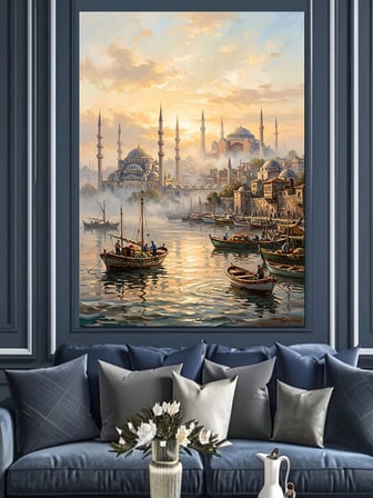Sisli İstanbul Boğazı Manzarası Dekoratif Kanvas - Mdf Ahşap Tablo