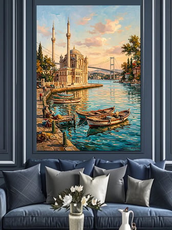 Ortaköy Cami Ve Boğaz Dekoratif Kanvas - Mdf Ahşap Tablo