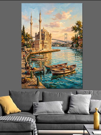 Ortaköy Cami Ve Boğaz Dekoratif Kanvas - Mdf Ahşap Tablo