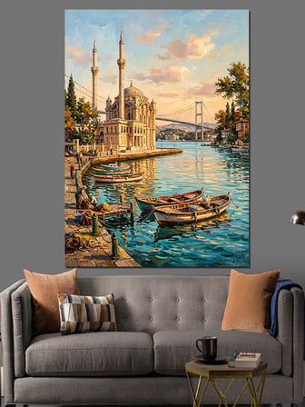 Ortaköy Cami Ve Boğaz Dekoratif Kanvas - Mdf Ahşap Tablo