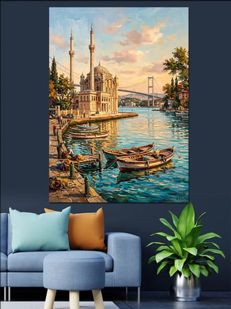 Ortaköy Cami Ve Boğaz Dekoratif Kanvas - Mdf Ahşap Tablo