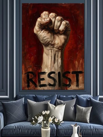 Resıst Yumruk Protesto Poster Dekoratif Kanvas - Mdf Ahşap Tablo